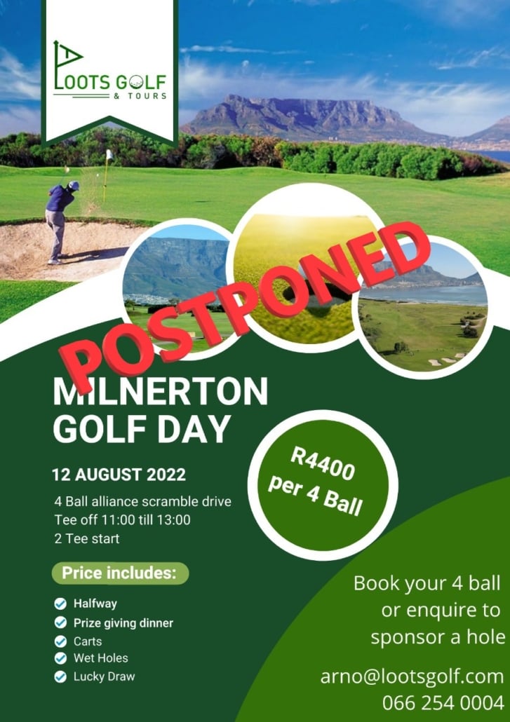 Event: Milnerton Golf Day poster - 12 August 2022 - Postponed